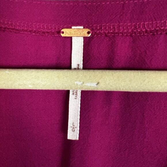 Free People Kendra  Dress Tiered Maxi Button Front Long Sleeve in Magenta Size L - Picture 12 of 13